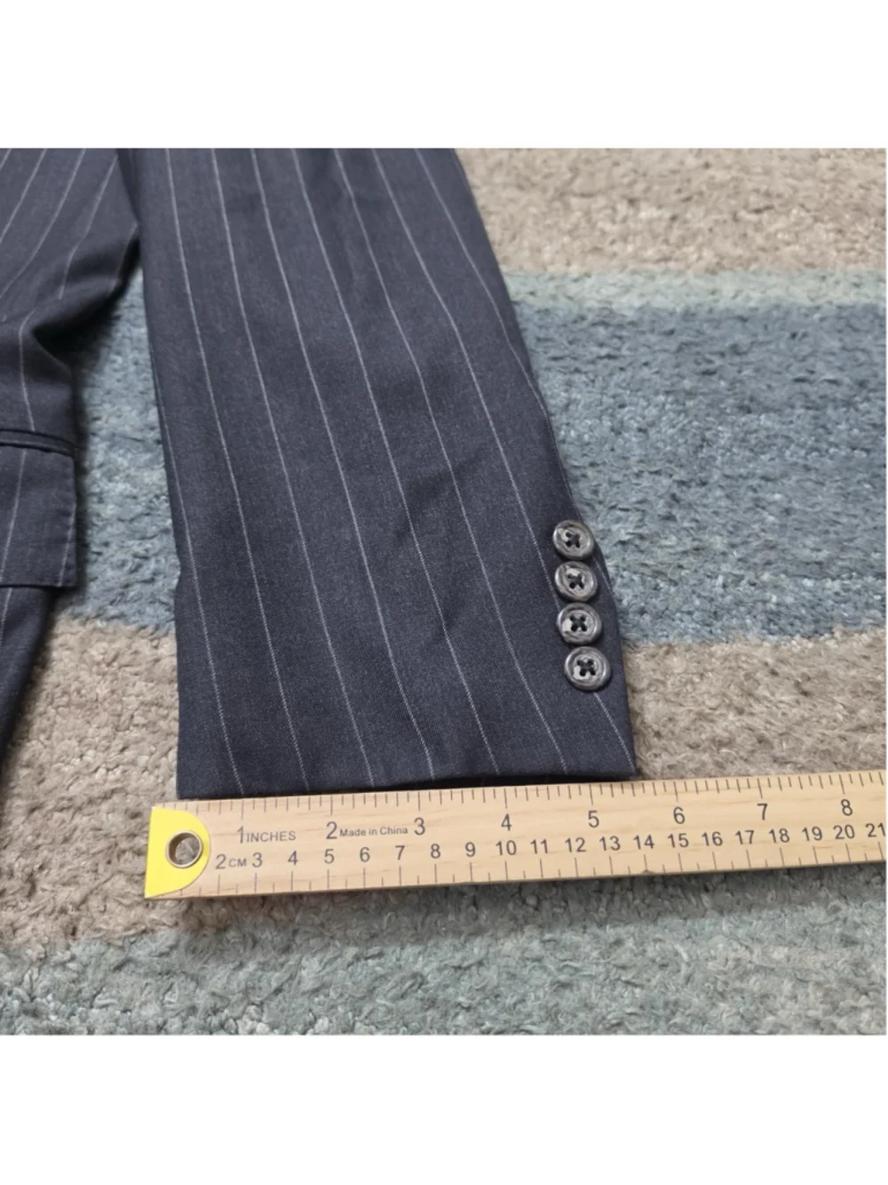 Polo Ralph Lauren Blazer Mens 40R Gray Pinstripe Worsted Union Made In Italy